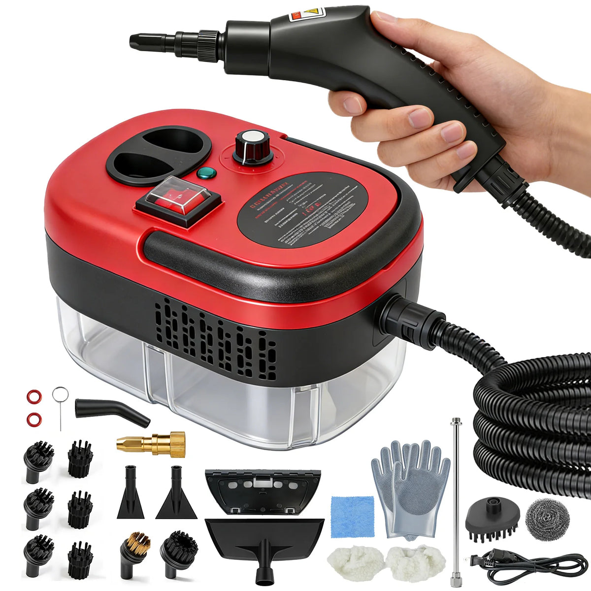 Portable 2500W Steam Cleaner With Multiple Accessories