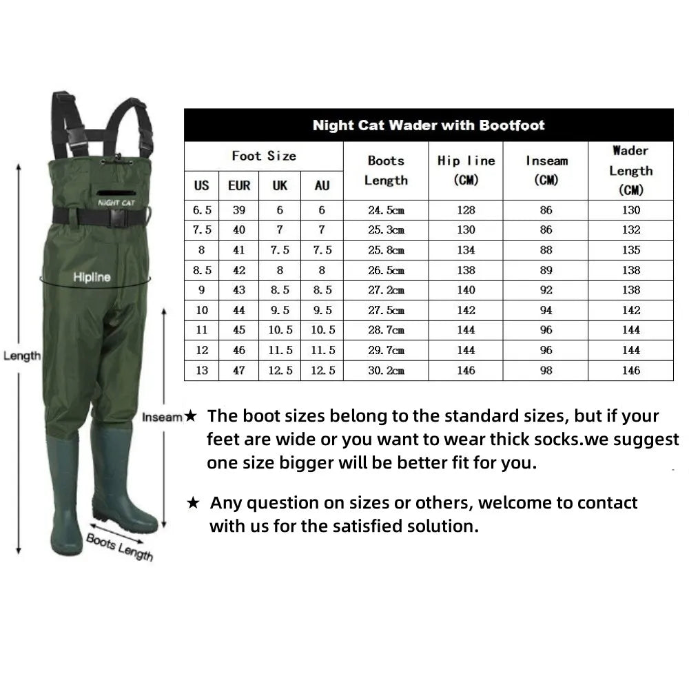 Night Cat Waterproof Breathable Fishing Chest Wader With Boots