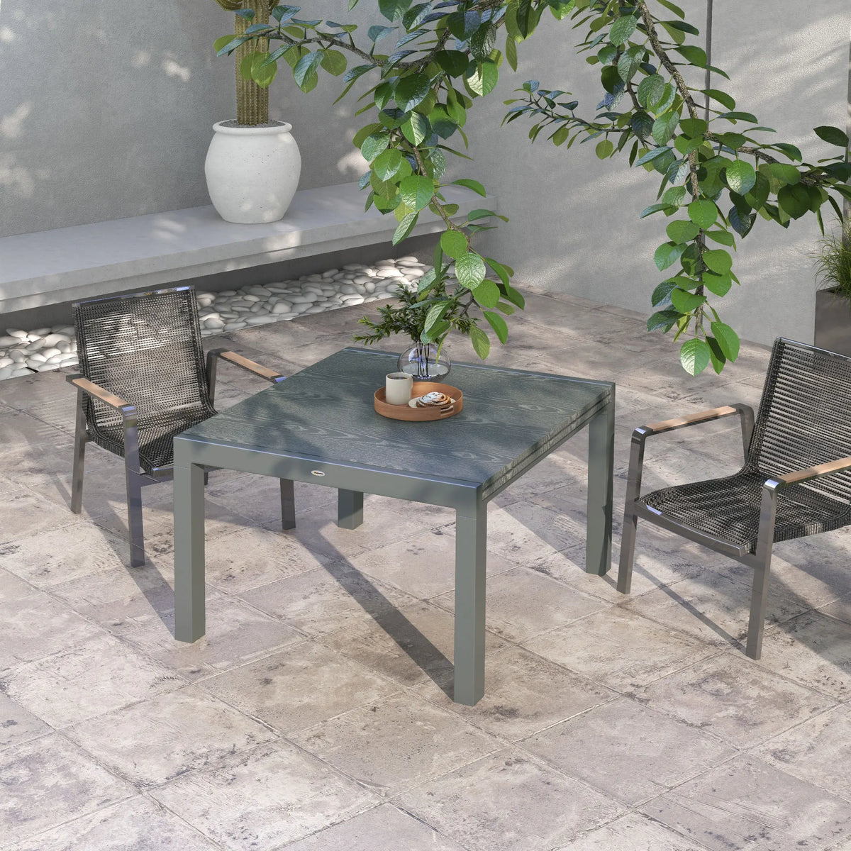 Outsunny Extendable Aluminum Outdoor Patio Dining Table