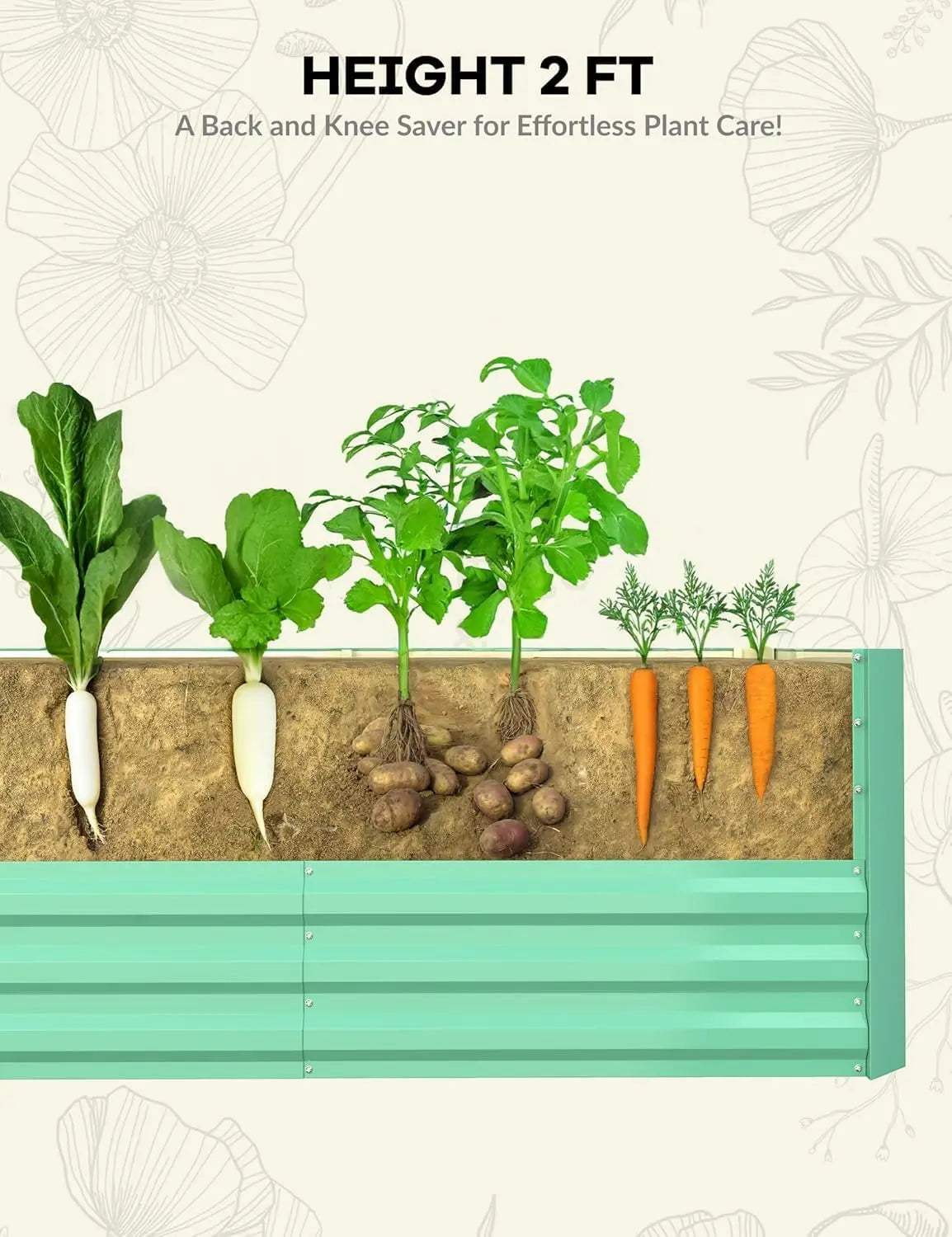 Himiss Heavy Duty Galvanized Metal Raised Garden Bed