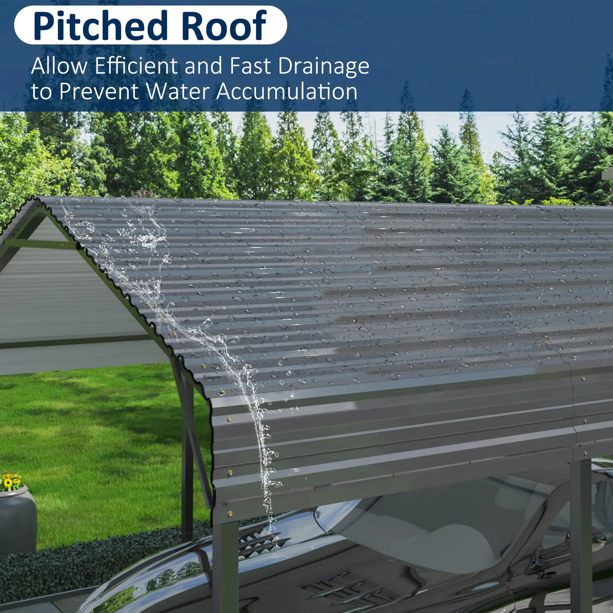 VIWAT Heavy Duty Galvanized Metal Carport Shelter With Reinforced Base