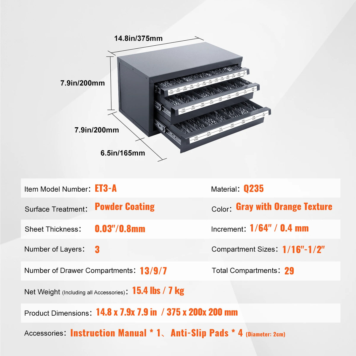 SucceBuy Steel Drill Bit Dispenser Organizer Cabinet With Drawers
