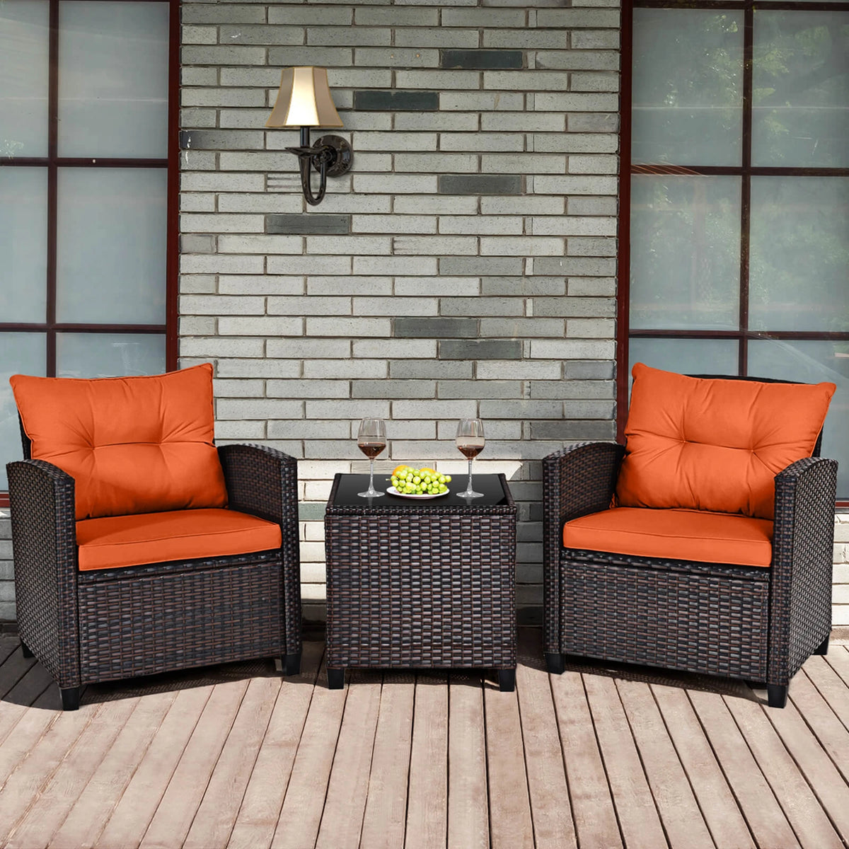 Homasis Patio Rattan Furniture Set With Cushion Sofa