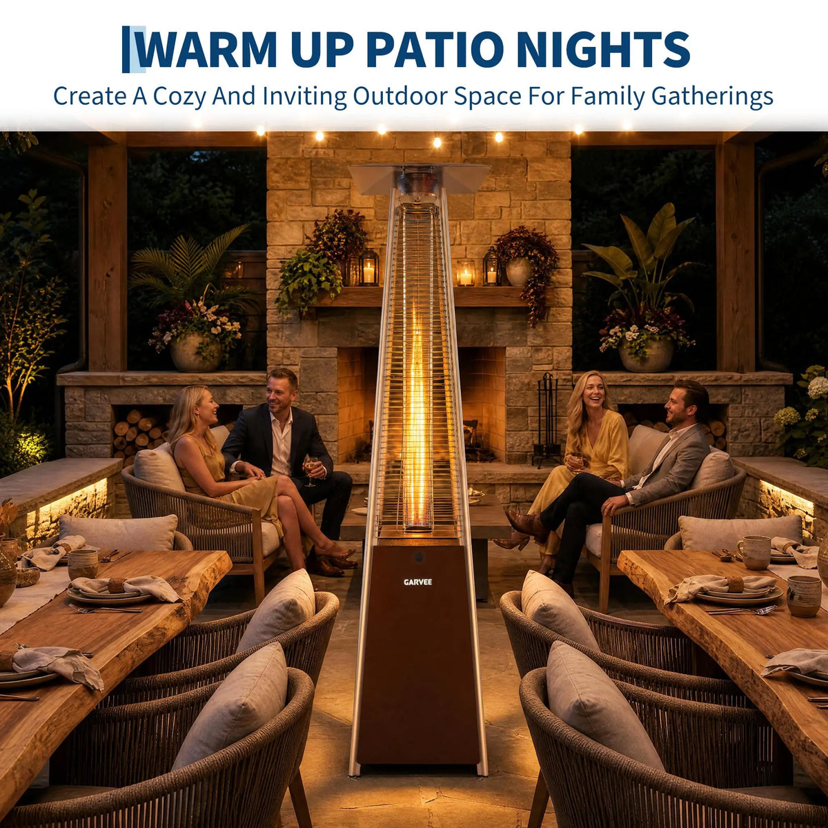 HiMISS Outdoor Propane Patio Heater With Visible Flame And Wheels