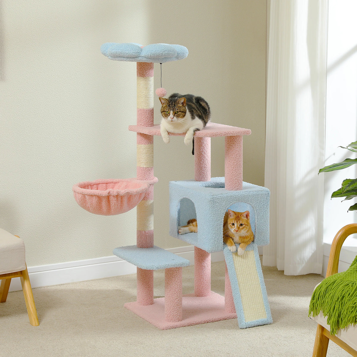 PAWZ Road Flower Cat Tree Featuring Sisal Posts And Perch