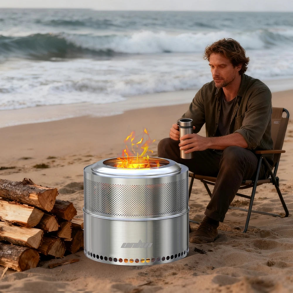 Unho Portable Smokeless Fire Pit For Camping And Outdoor BBQ