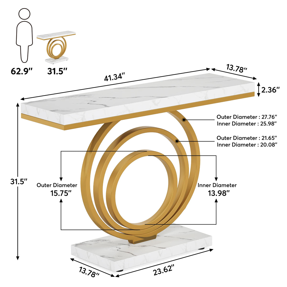 Tribesigns Modern Console Table With Decorative Ring Design For Entryway