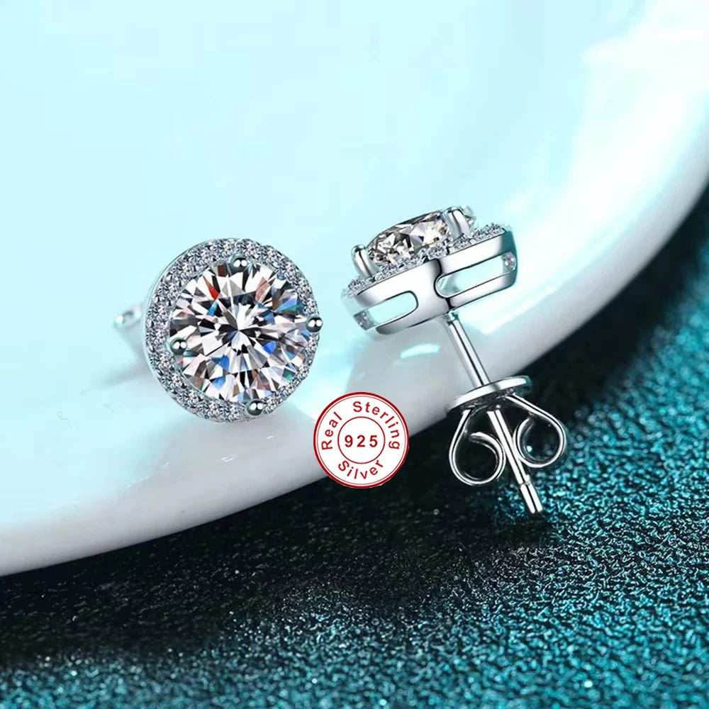 CBTB Moissanite Stud Earrings In Sterling Silver 925 Jewelry Gift Sets