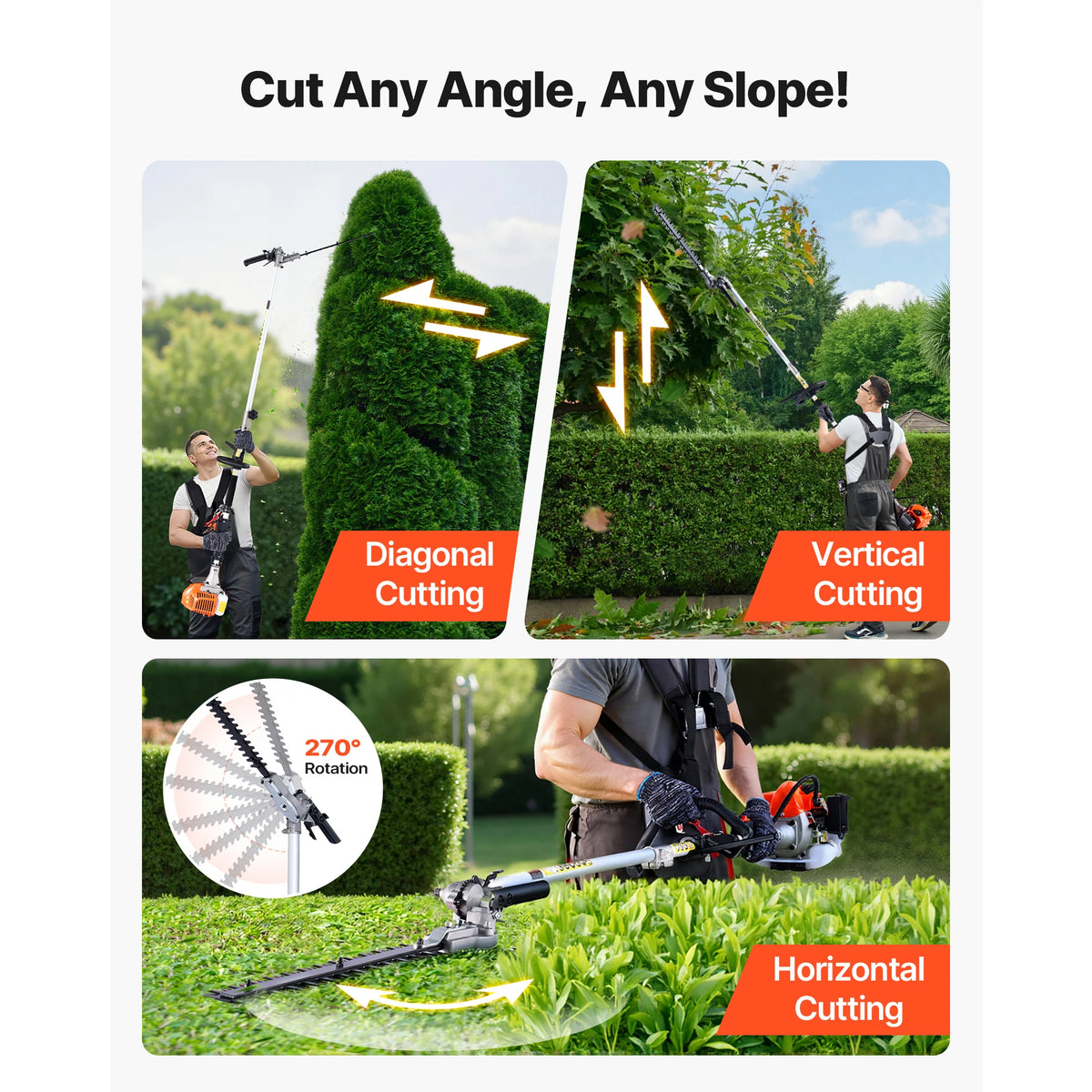 SucceBuy Gas Powered Multi Function Hedge Trimmer and Brush Cutter