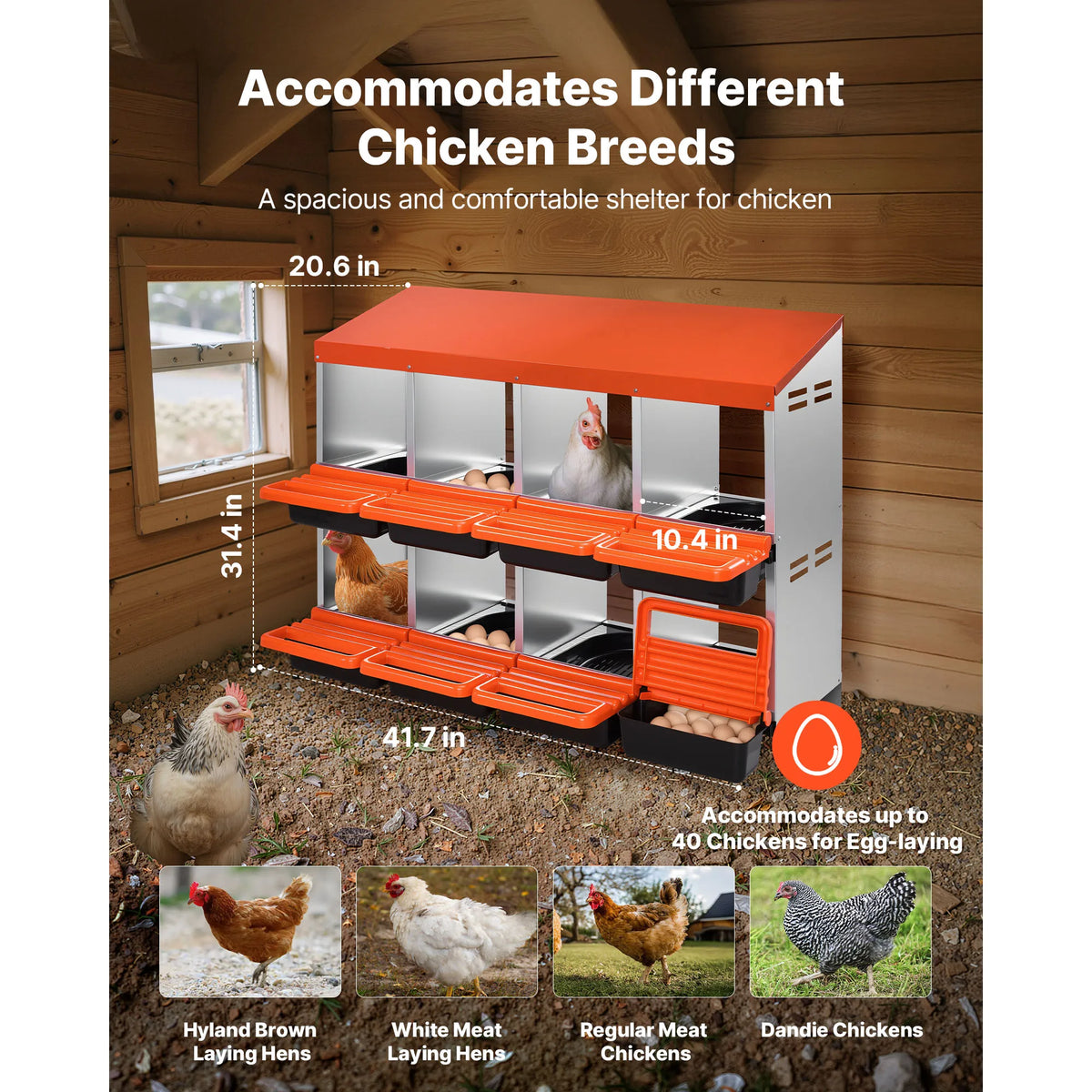 SucceBuy Galvanized Chicken Nesting Box With Roll Out Tray