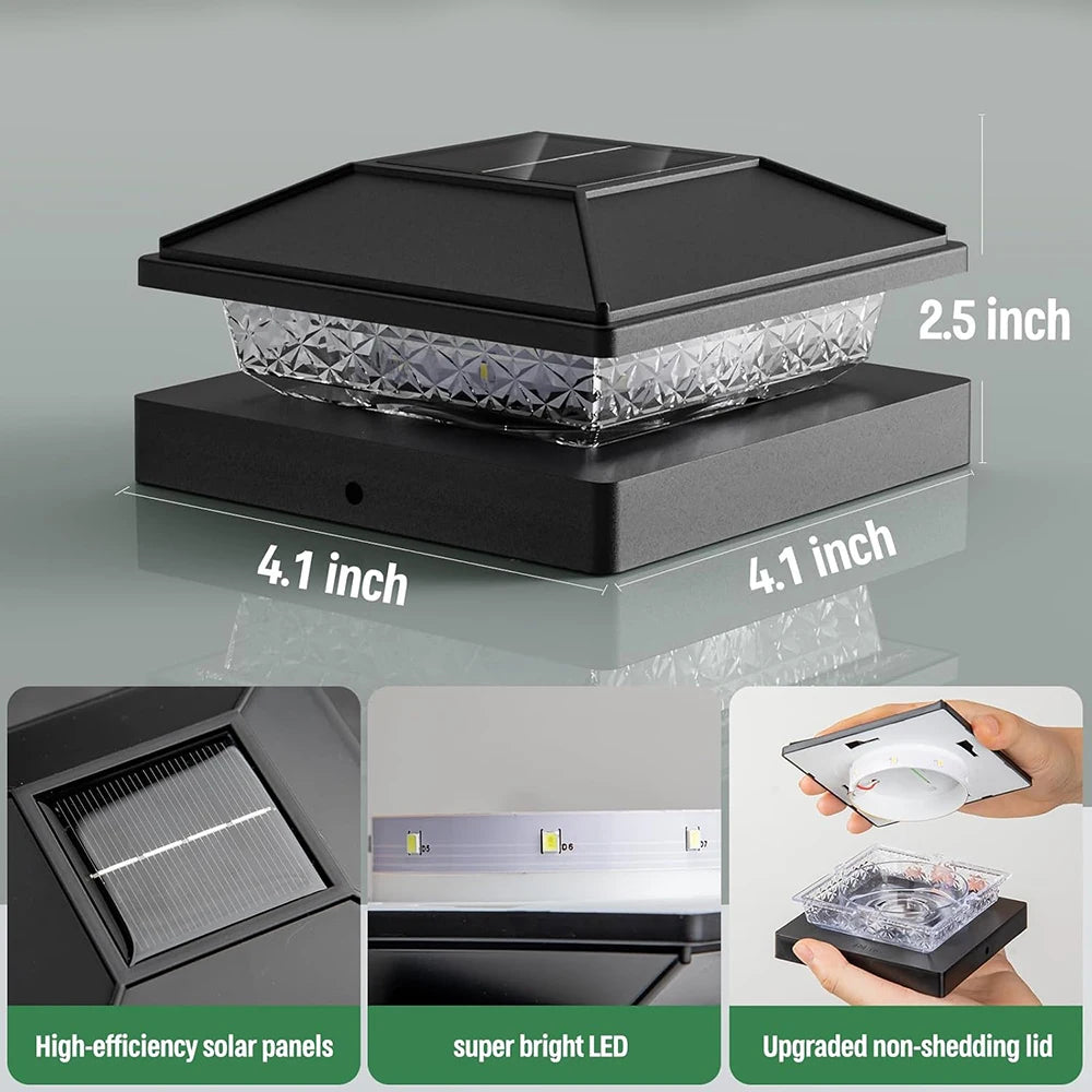 Solar Post Cap Lights Waterproof Outdoor LED Fence Deck Lighting