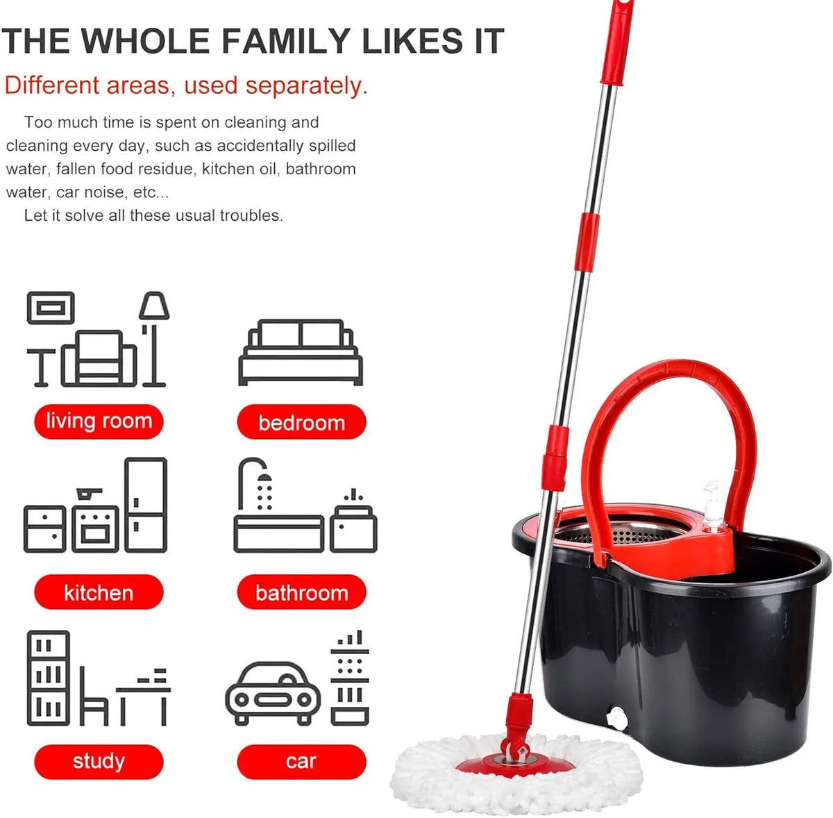 360 Spin Mop Bucket Set With Three Microfiber Cleaning Heads