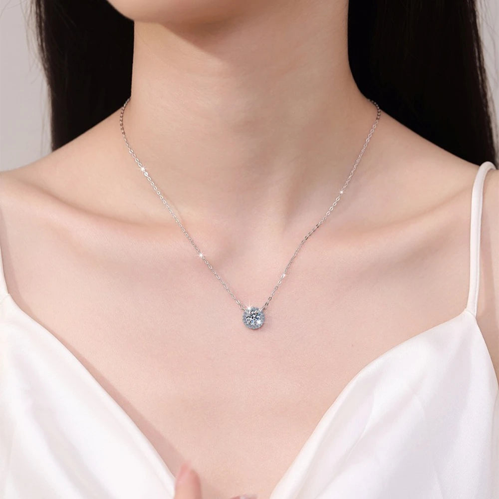 CBTB Sterling Silver Moissanite Cross Pendant Necklace