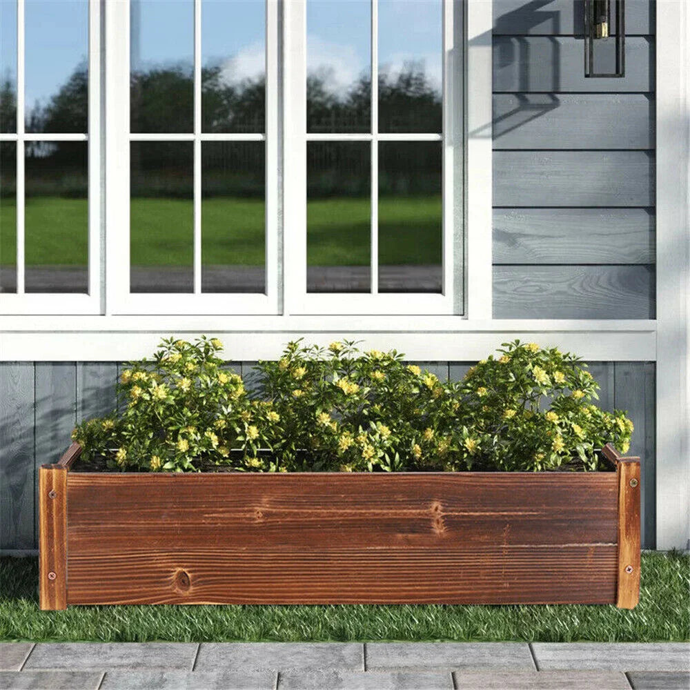 Wooden Raised Garden Planter Box for Flowers Herbs and Vegetables