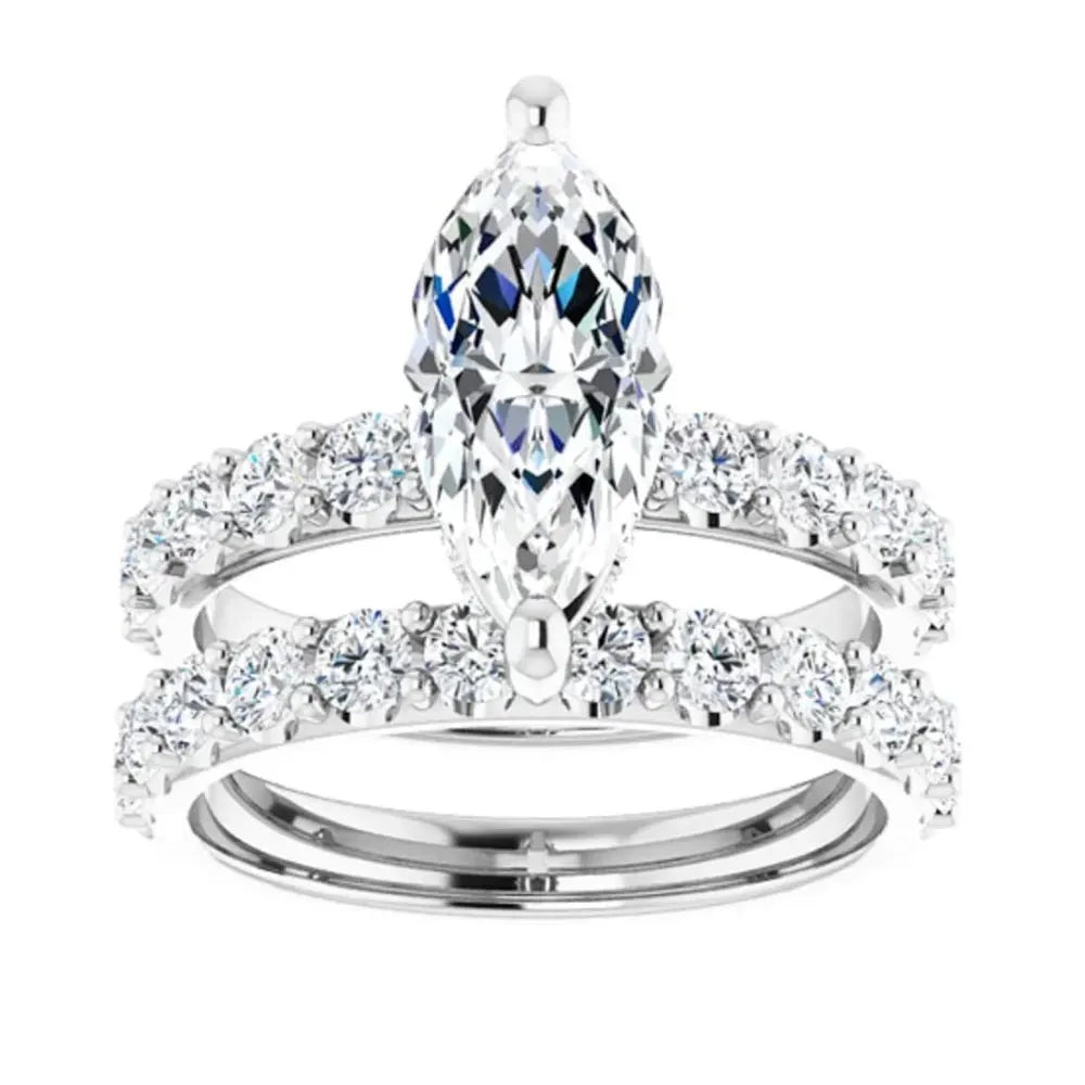 Lyee Cyee Sterling Silver Moissanite Horse Eye Ring Set