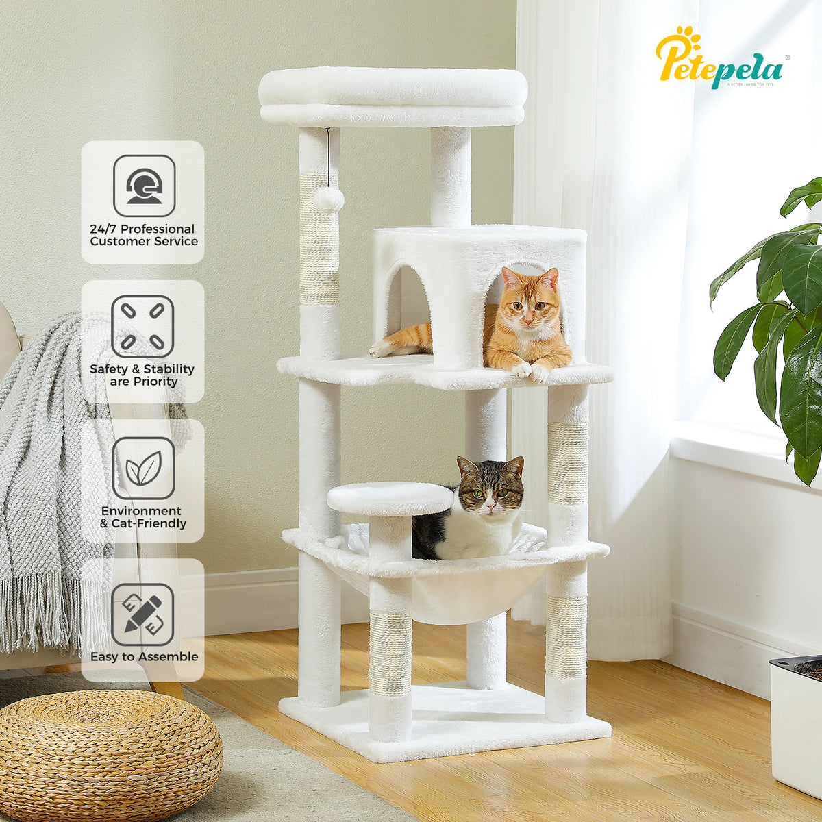 Petepela Indoor Cat Tower With Metal Frame And Hammock