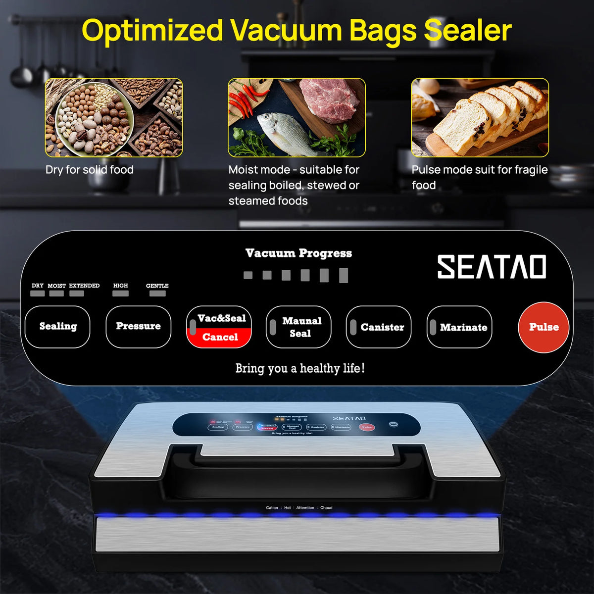 Seatao Commercial Automatic Vacuum Sealer With Built In Cutter Storage