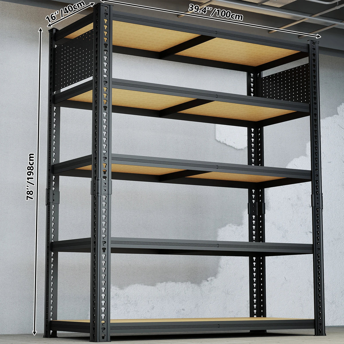 SarenzoOn Adjustable Heavy Duty Metal Shelving Unit With Pegboard Panel