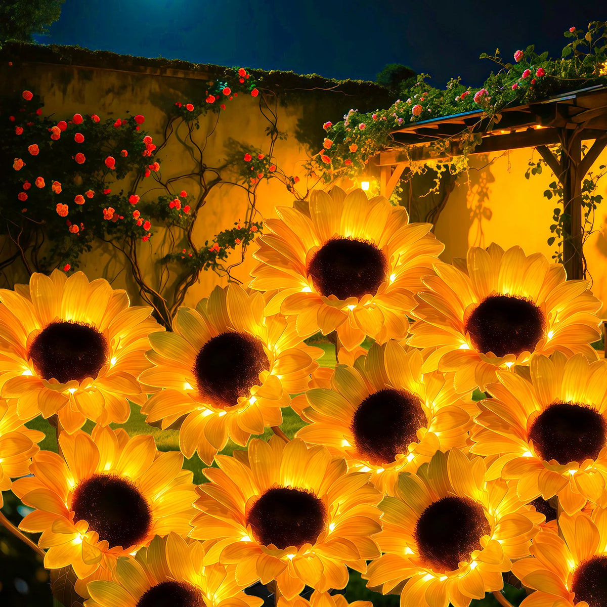 LEDOOR Solar Sunflower LED Garden Light With Push Button