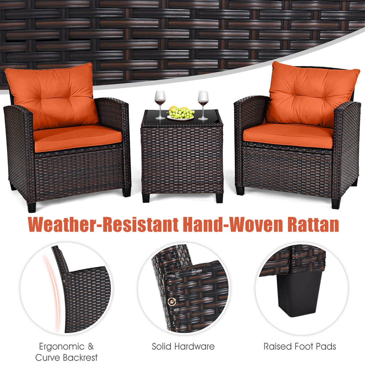 Homasis Patio Rattan Furniture Set With Cushion Sofa