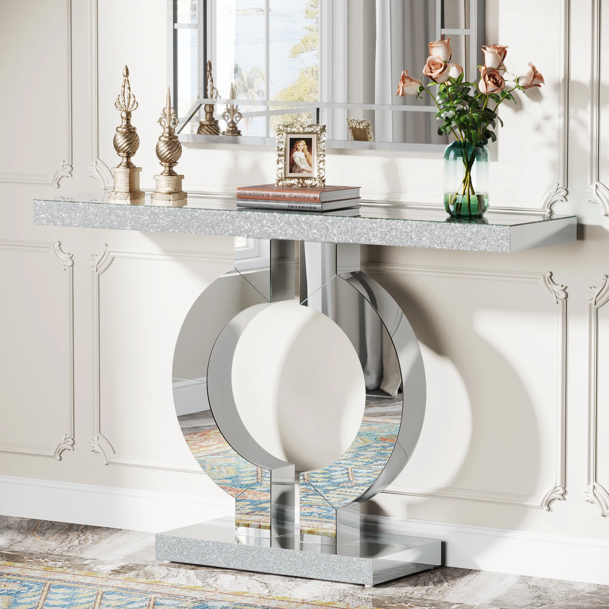 Tribesigns Modern Mirrored Console Table for Entryway