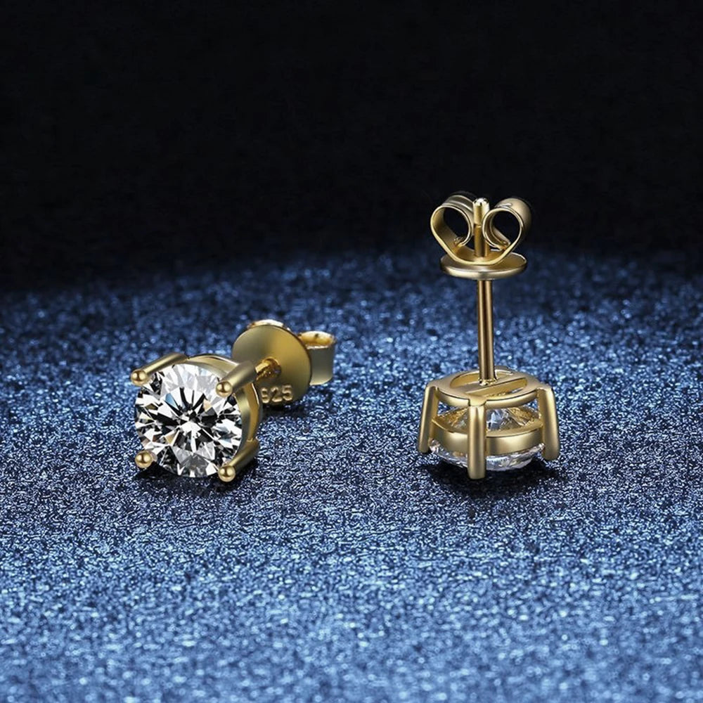 Angel Bola Moissanite Stud Earrings in Sterling Silver for Women