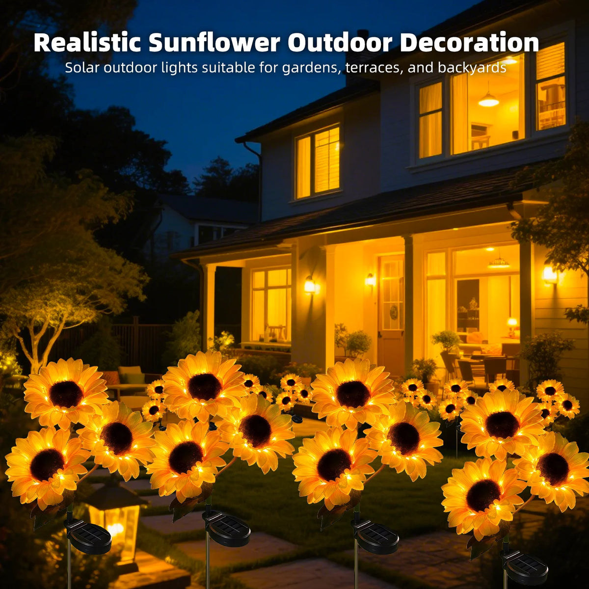 LEDOOR Solar Sunflower LED Garden Light With Push Button