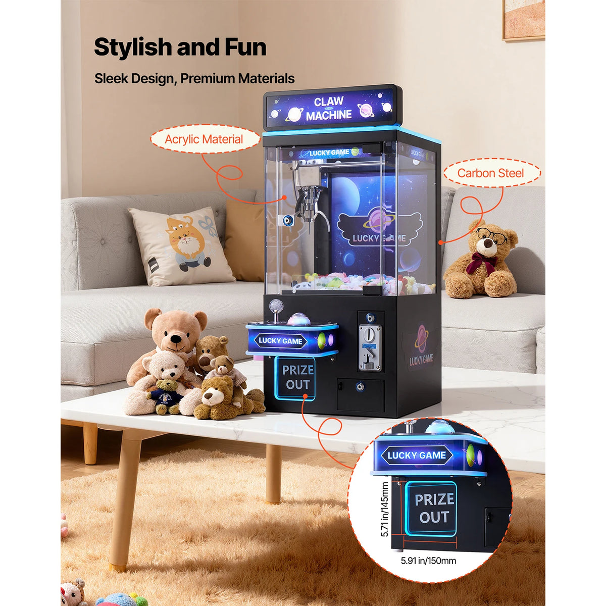 VEVOR Claw Crane Machine Candy Grabber Prize Dispenser