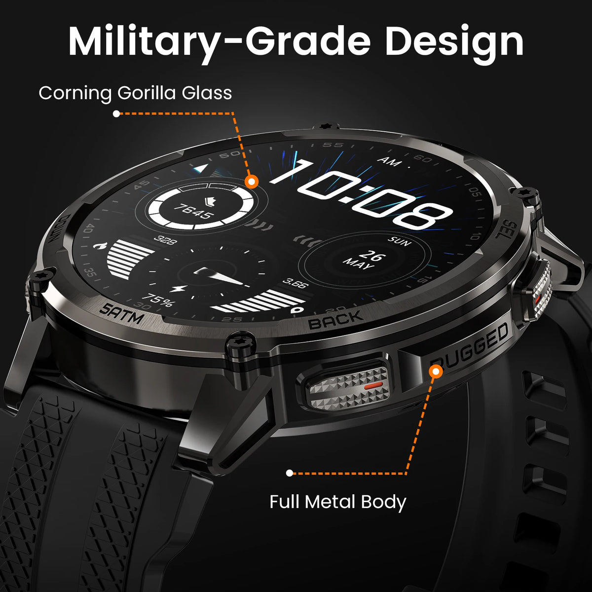 KOSPET Tank T4C Men Rugged Smartwatch With GPS And Flashlight