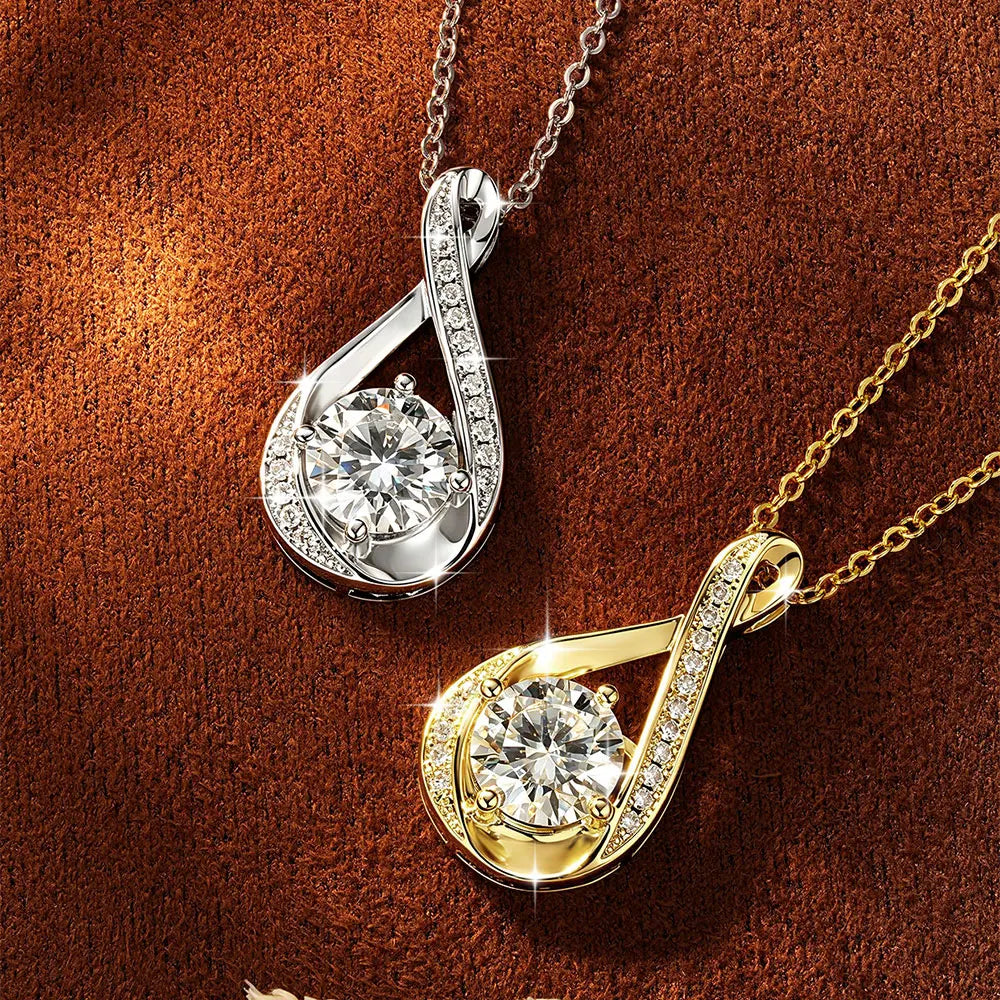 Oxtao Infinity Moissanite Pendant Necklace 14K Gold Filled Classic Gift