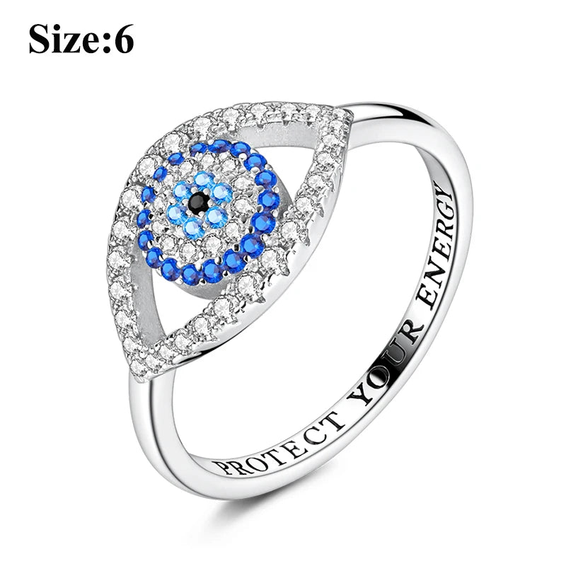 MULA Sterling Silver Evil Eye Clover Celtic Knot Wedding Band Ring
