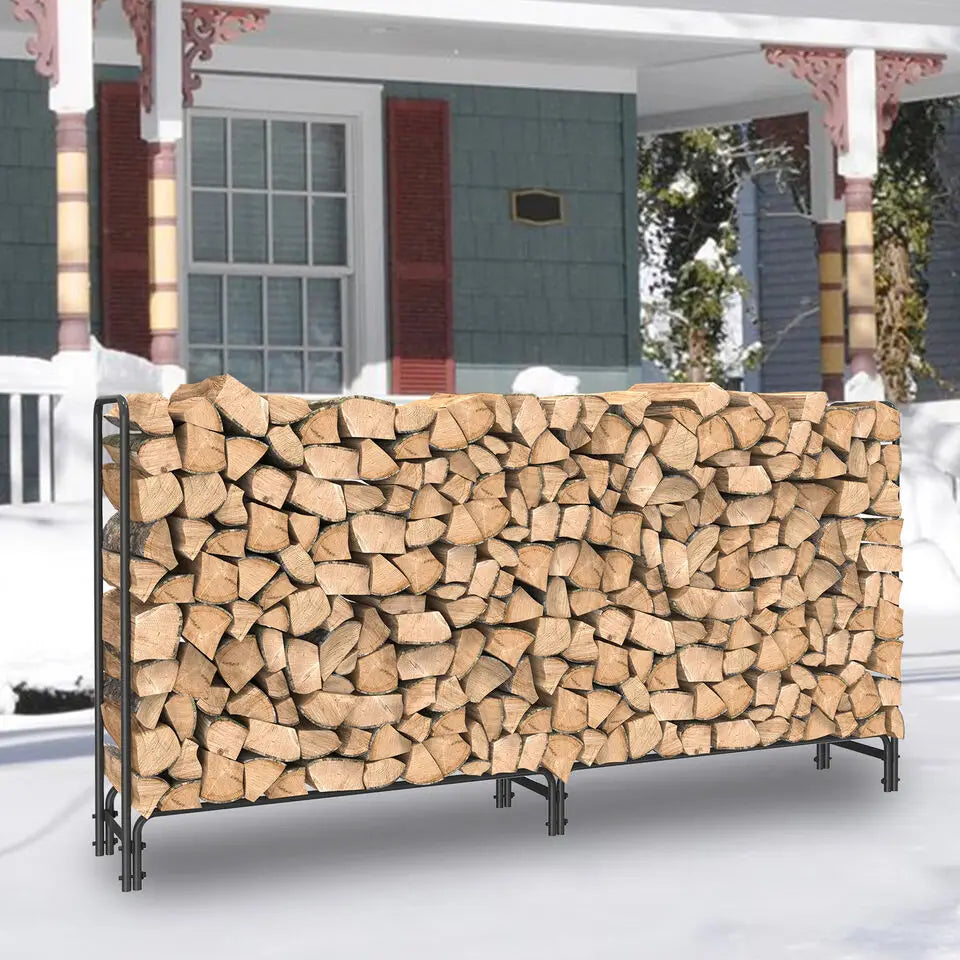 Heavy Duty Metal Firewood Log Rack Indoor Outdoor Storage
