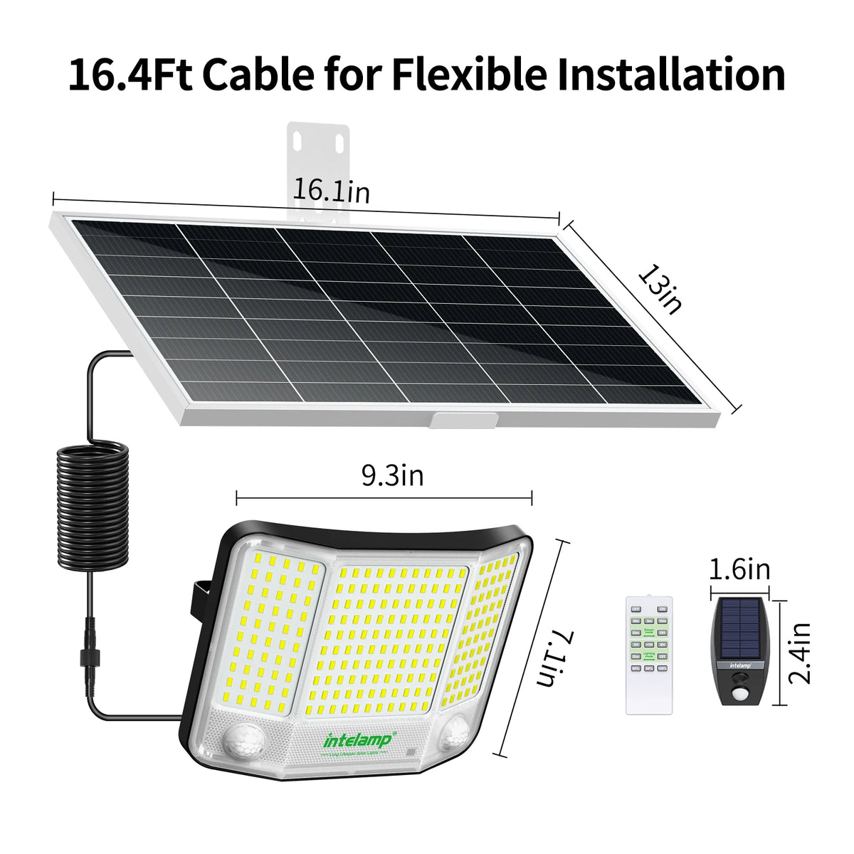 Intelamp 20000mAh Solar Street Flood Light Featuring Motion Detection