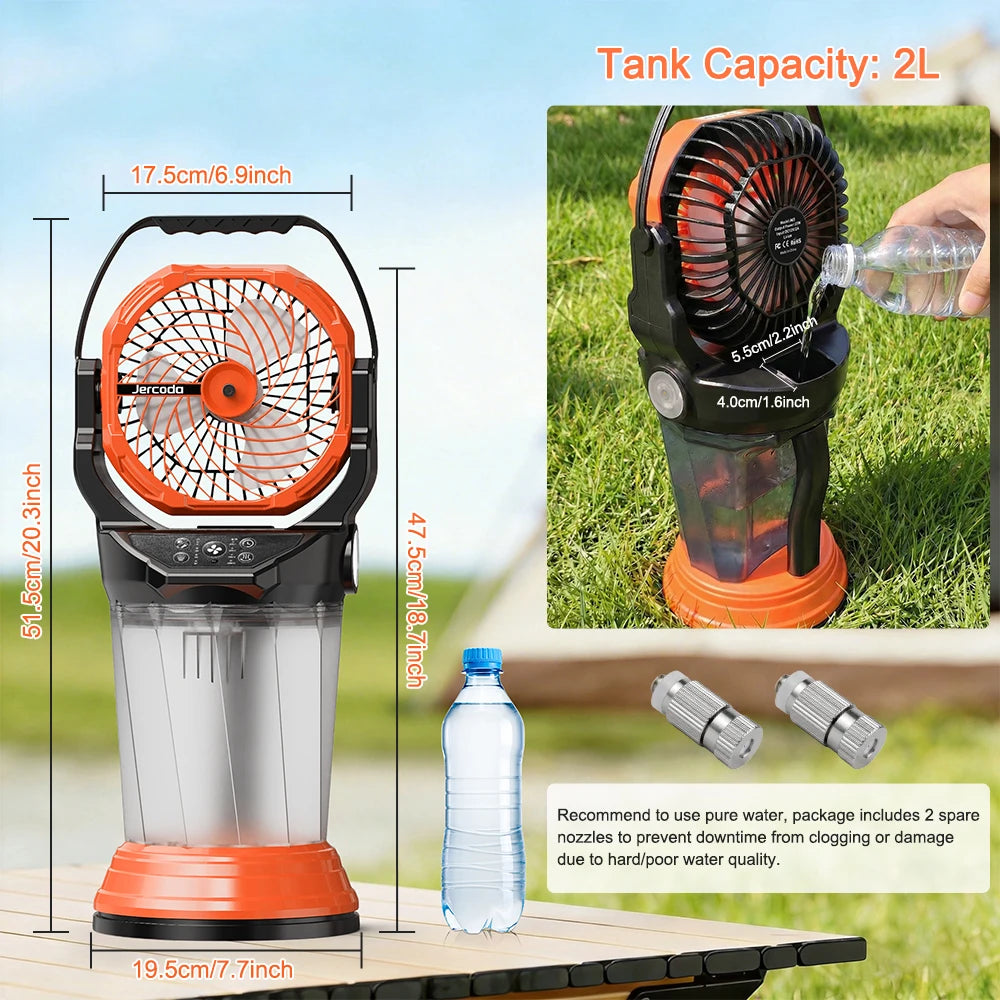 Rechargeable Portable Misting Fan With Large 2L Water Tank