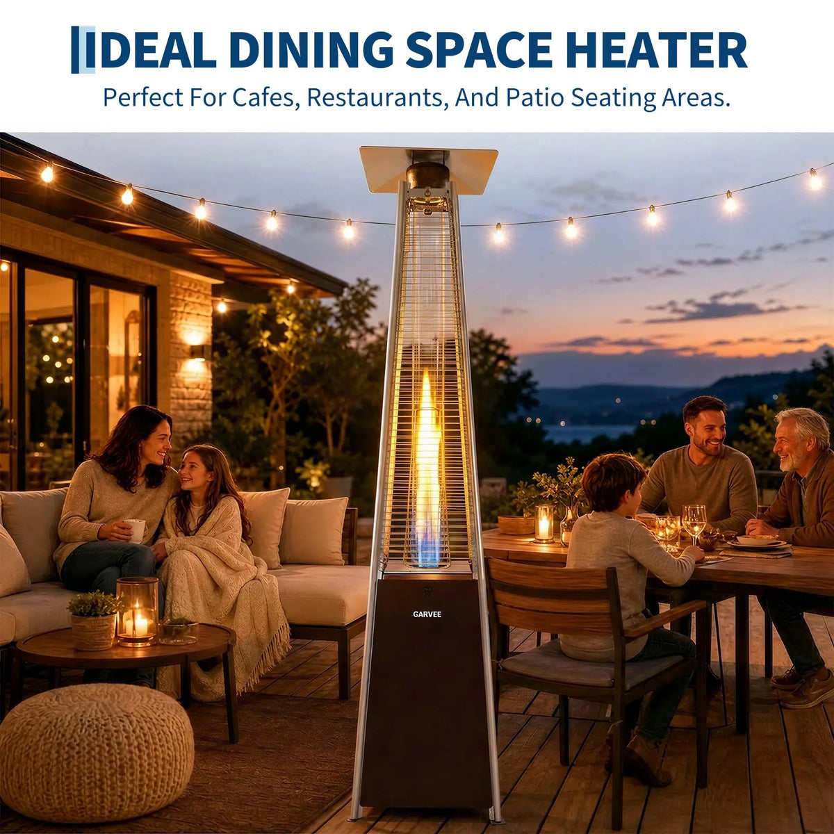 HiMISS Outdoor Propane Patio Heater With Visible Flame And Wheels