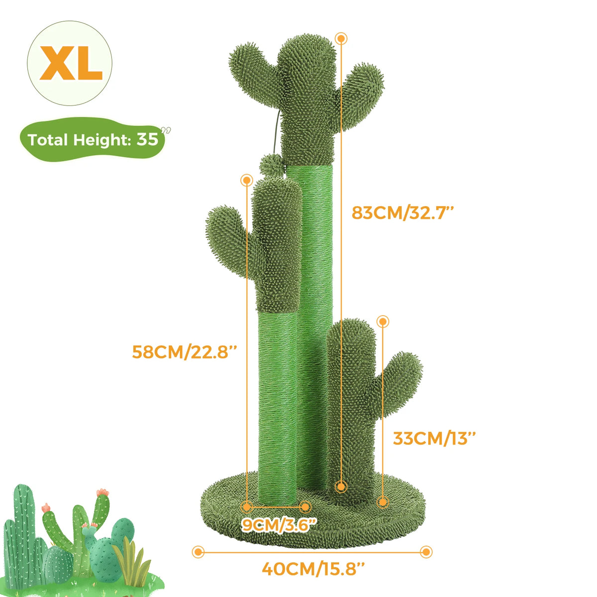 PAWZ Road Cactus Sisal Cat Scratching Post With Interactive Toy