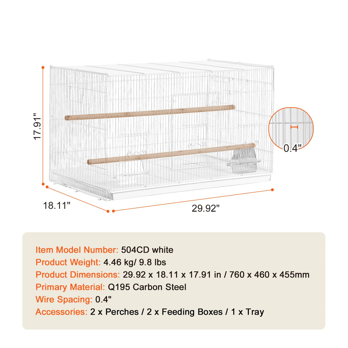 SucceBuy Stackable Divided Bird Cage With Travel Handle for Small Birds