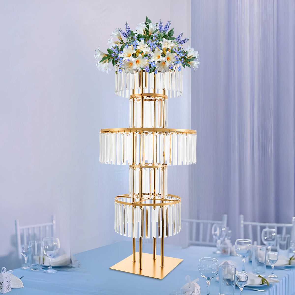 Acrylic Wedding Flower Stand Five Tier Centerpiece Display Rack