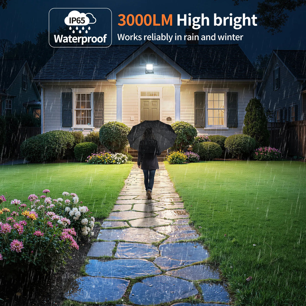 Intelamp Solar LED Flood Security Light With Motion Sensor