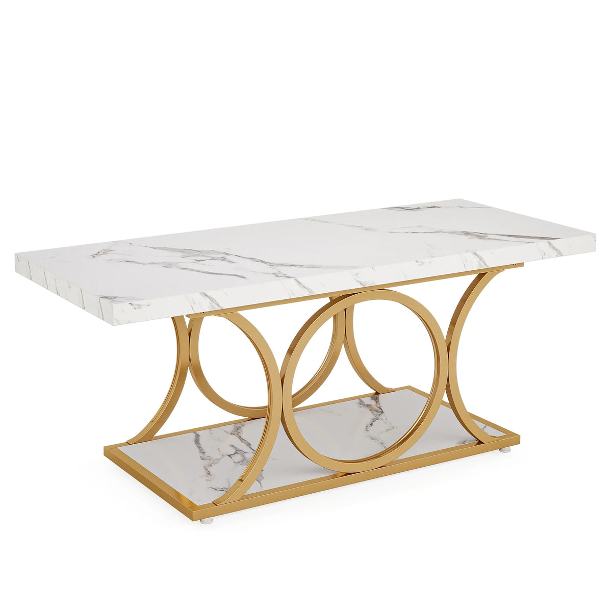 Tribesigns Modern Two Tier Faux Marble Wood Coffee Table