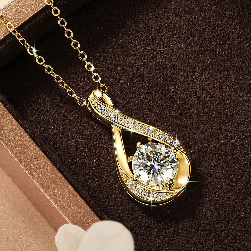 Oxtao Infinity Moissanite Pendant Necklace 14K Gold Filled Classic Gift