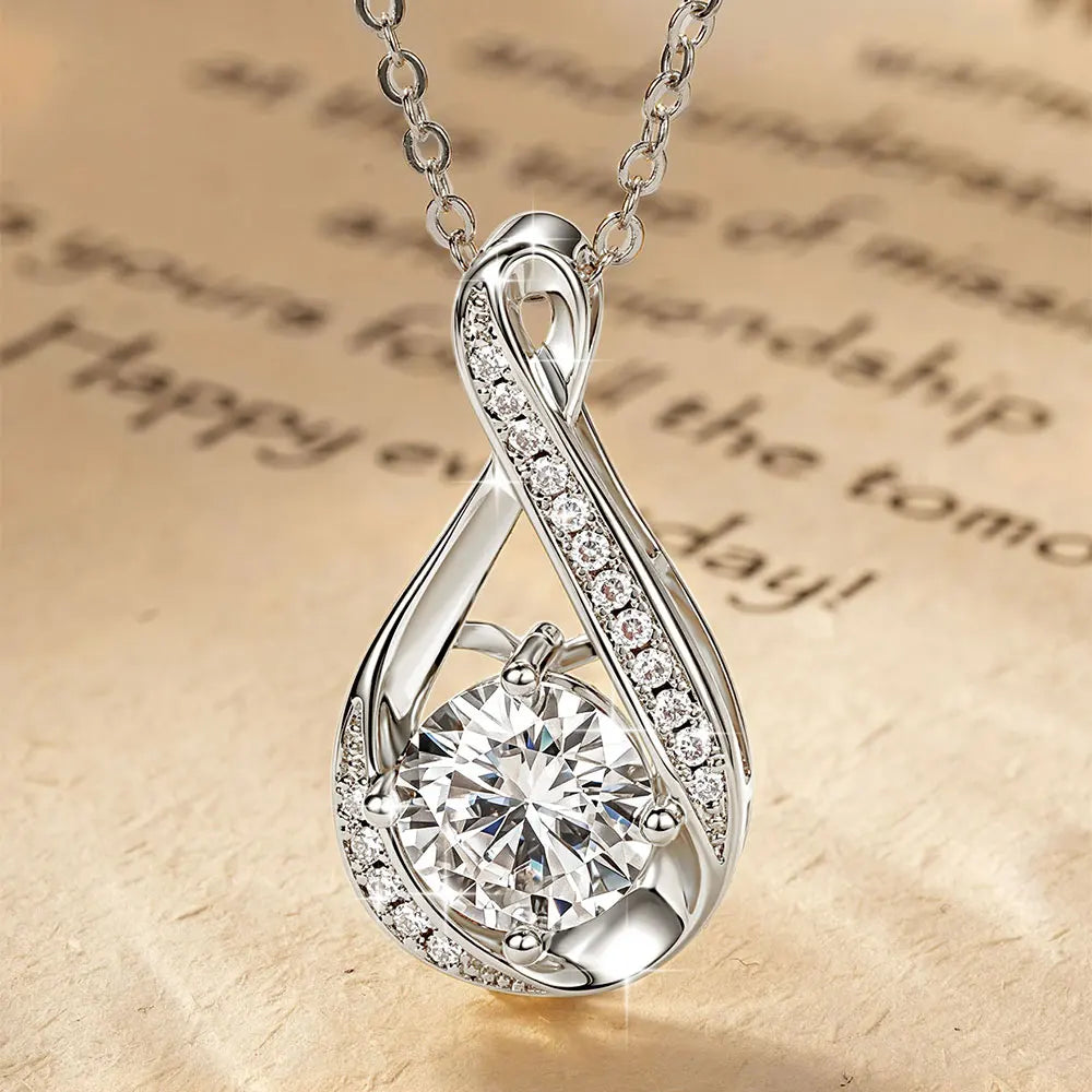 Oxtao Infinity Moissanite Pendant Necklace 14K Gold Filled Classic Gift