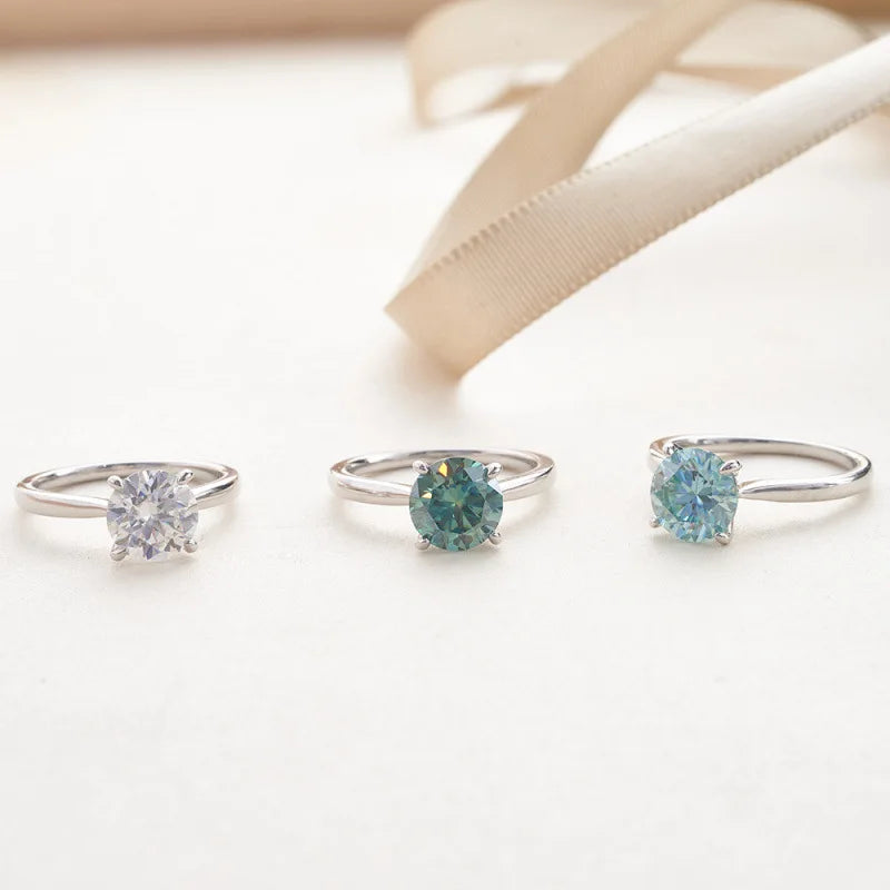 Premium Moissanite Engagement Ring In Sterling Silver For Women