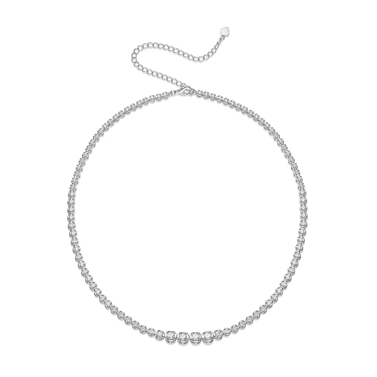 JIUZUAN Sterling Silver Moissanite Pendant Necklace With Certificate
