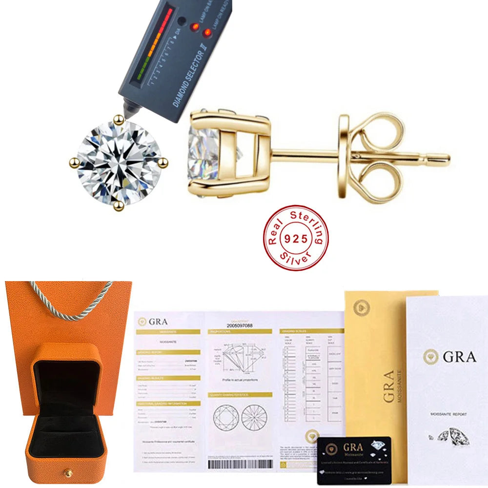 Angel Bola Moissanite Stud Earrings in Sterling Silver for Women