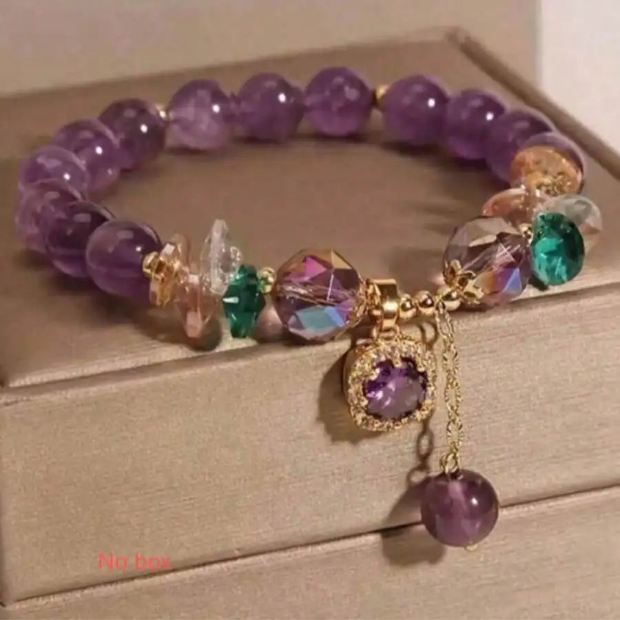 Chic Hologram Rhinestone Glass Pendant Bracelet For Women