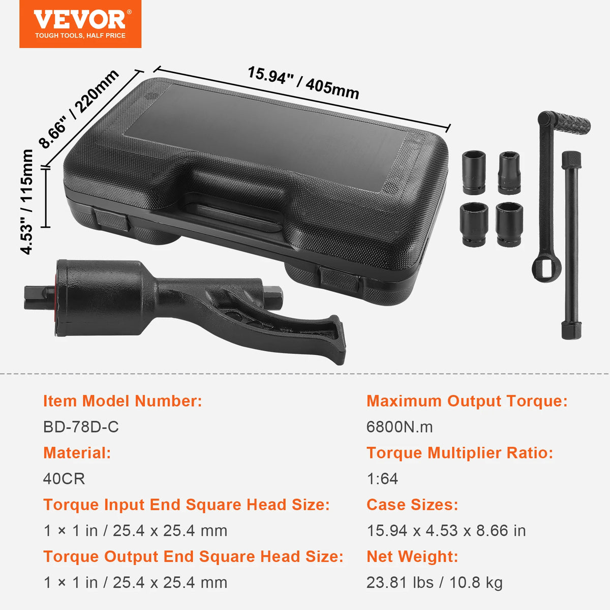 SucceBuy Heavy Duty Torque Multiplier Wrench Set With Case
