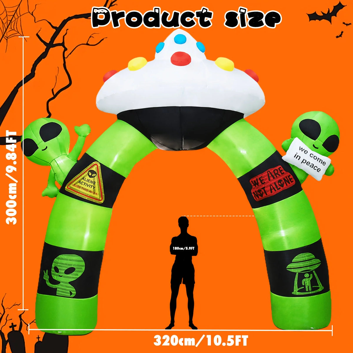 Halloween Inflatable Alien Arch Decoration With Built In LED Lights