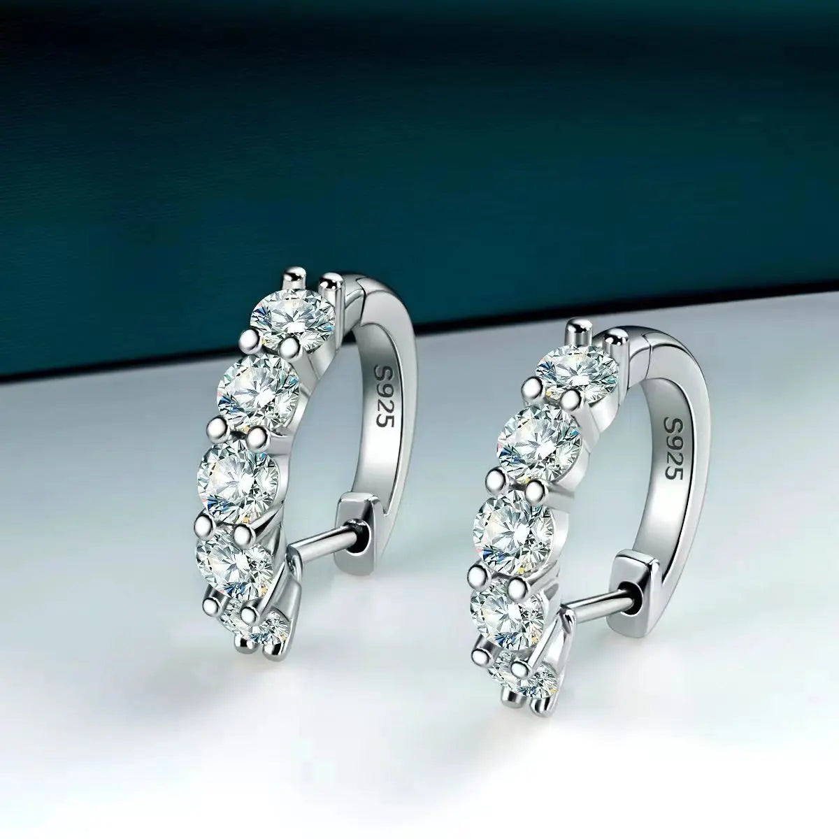 Classic 925 Sterling Silver Moissanite Stud Earrings For Women