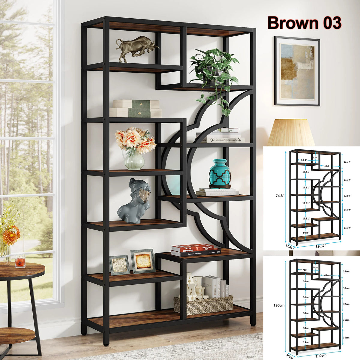 Tribesigns Industrial Bookshelf Freestanding Display and Storage Organizer